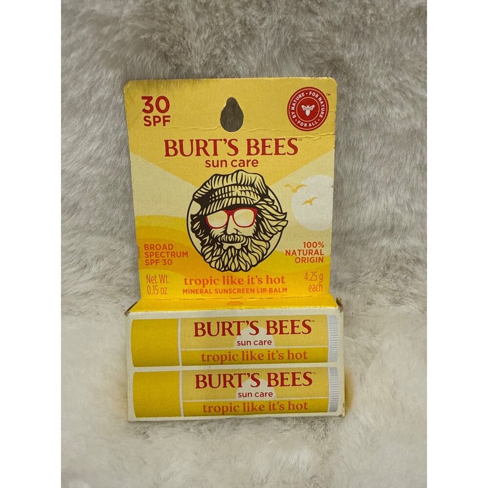 Burt's Bees Sun Care Tropic Like It's Hot Spf 30 Lip Balm 2 pack NEW